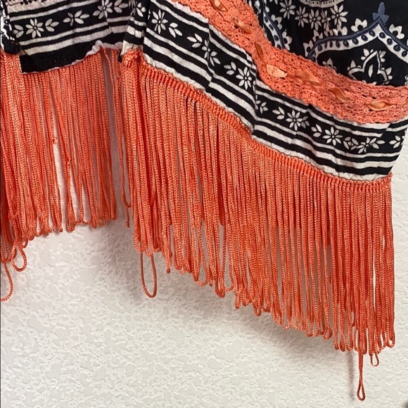 Nostalgia Boho Kimono Orange Fringe - Picture 5 of 8